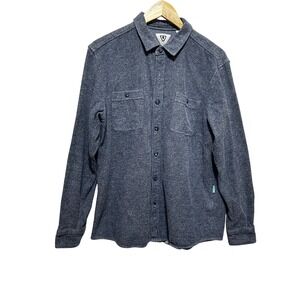 Vissla Men Shacket L Blue‎ Chambray Button Front Long Sleeve Utility Workwear